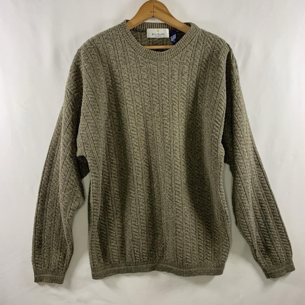 VTG 90s Mens Hand Framed Textured Crewneck Sweater Large Old Money Heritage USA